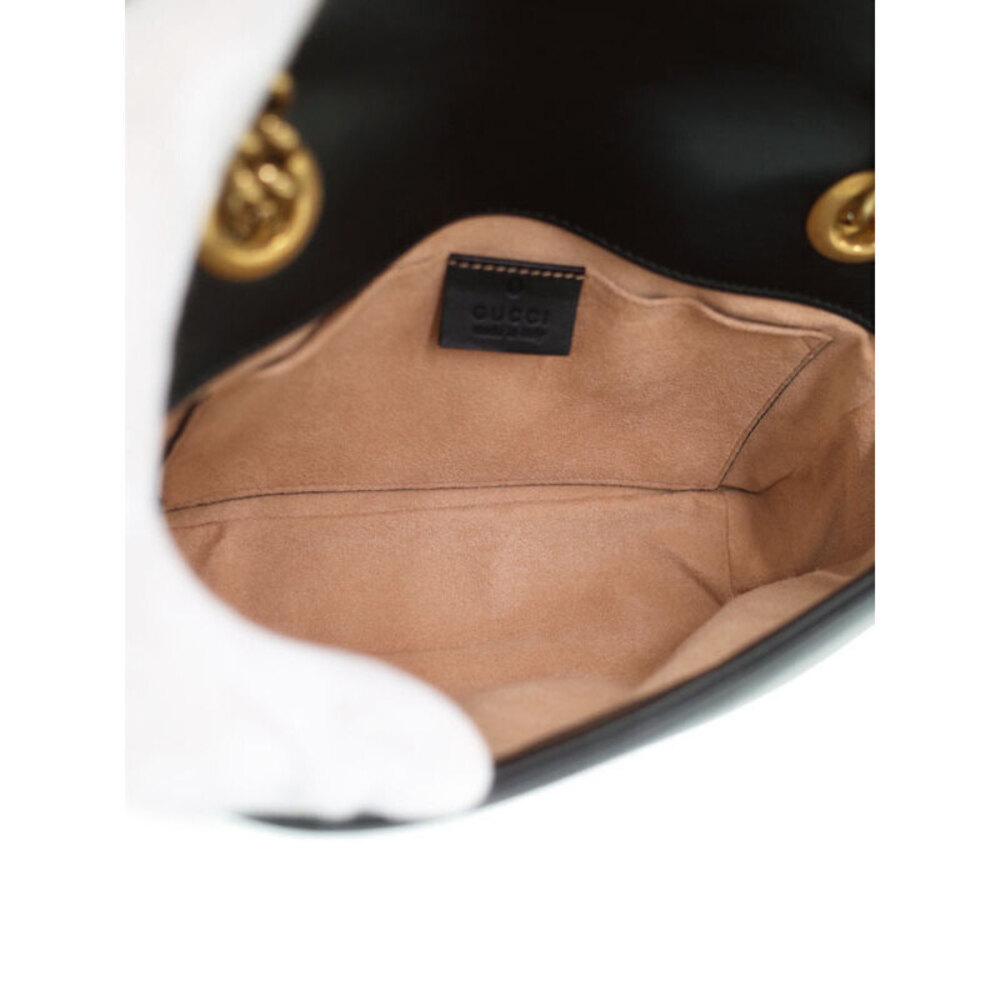 Gucci Chain Shoulder Bag Black Quilted Marmont GG - Picture 3 of 9